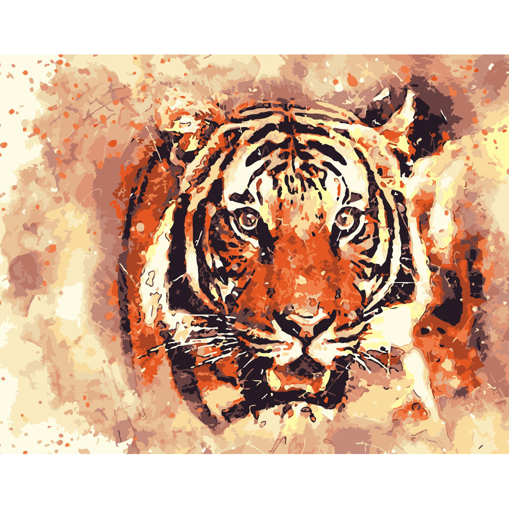 Картина за номерами Strateg ПРЕМІУМ Вогняний тигр розміром 40х50 см (DY128)