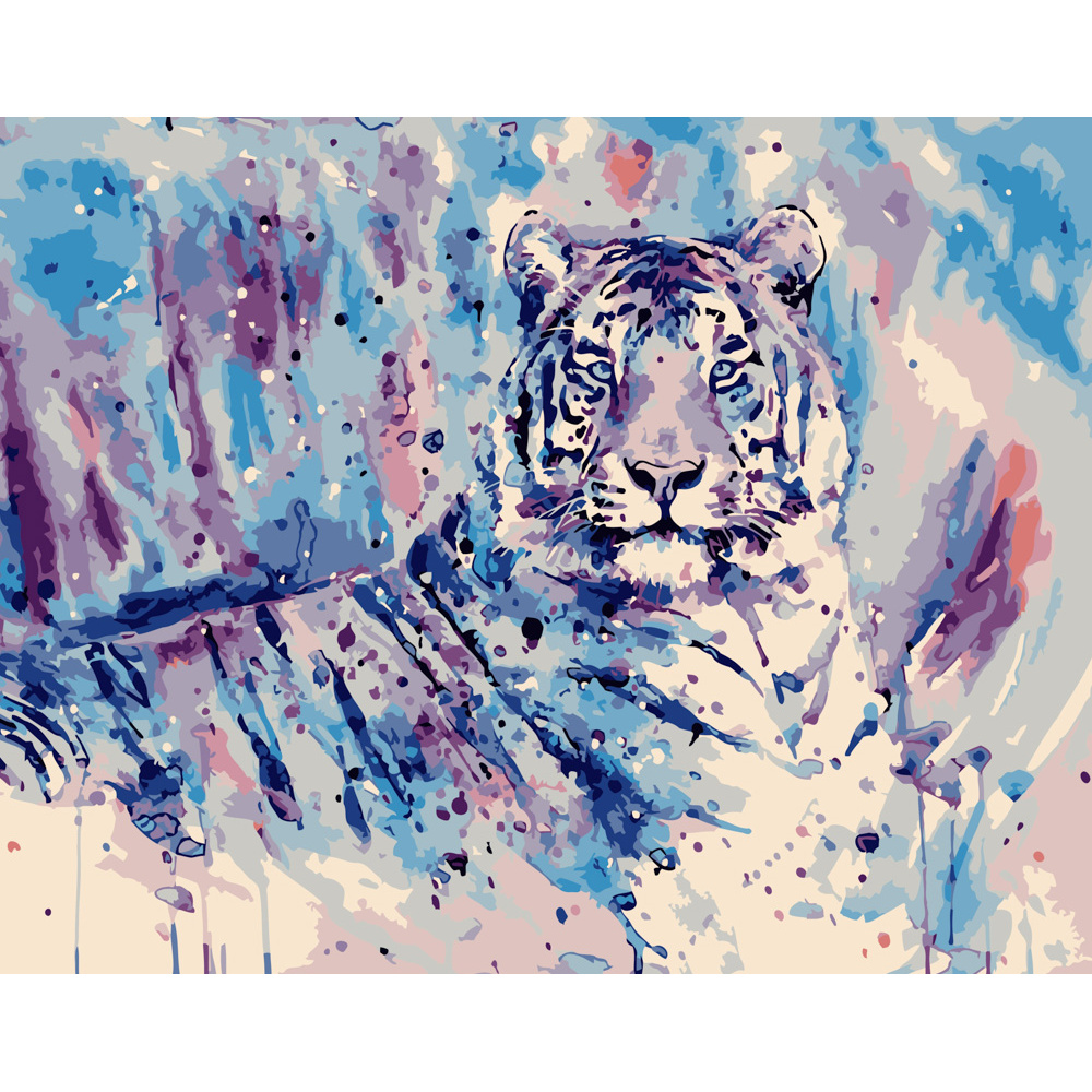 Картина за номерами Strateg ПРЕМІУМ Акварельний тигр розміром 40х50 см (DY130)