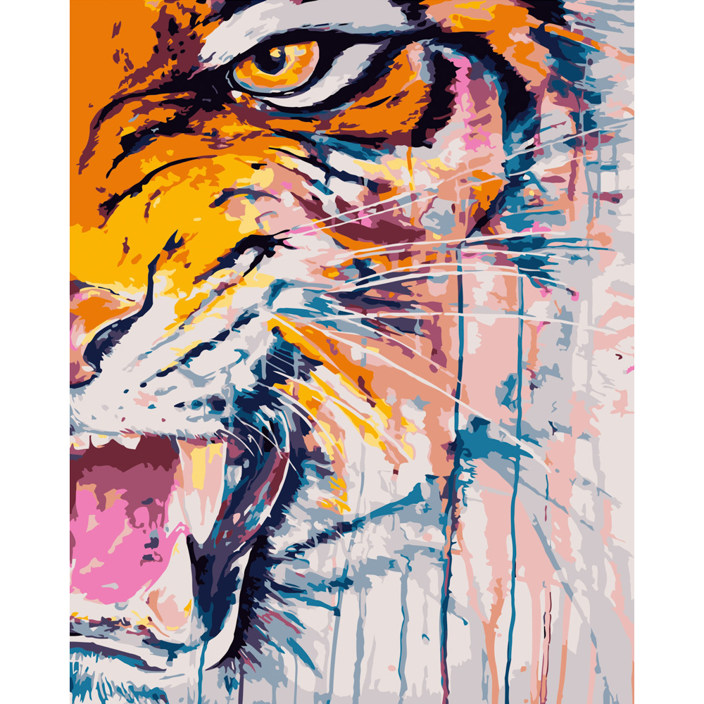 Картина за номерами Strateg ПРЕМІУМ Погляд тигра розміром 40х50 см (DY131)