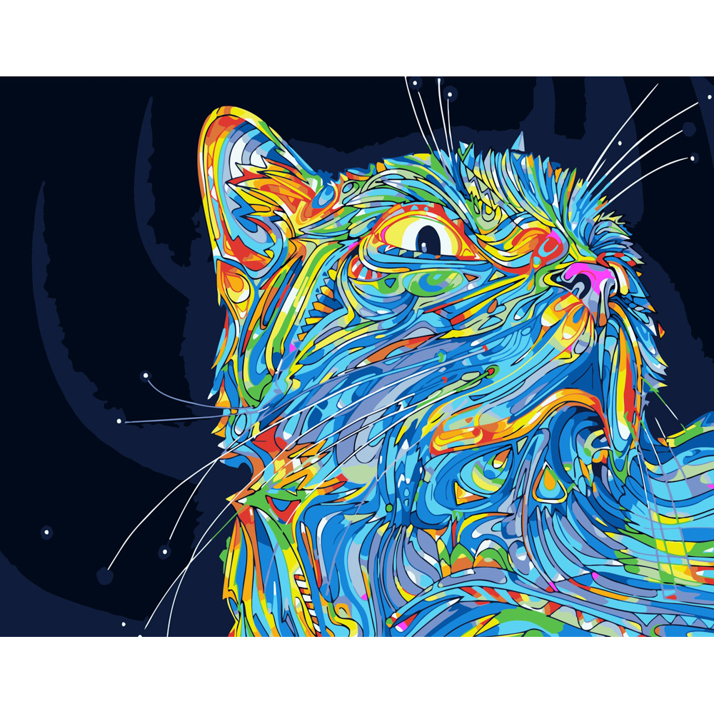 Картина за номерами Strateg ПРЕМІУМ Поп-арт кошеня розміром 40х50 см (DY135)