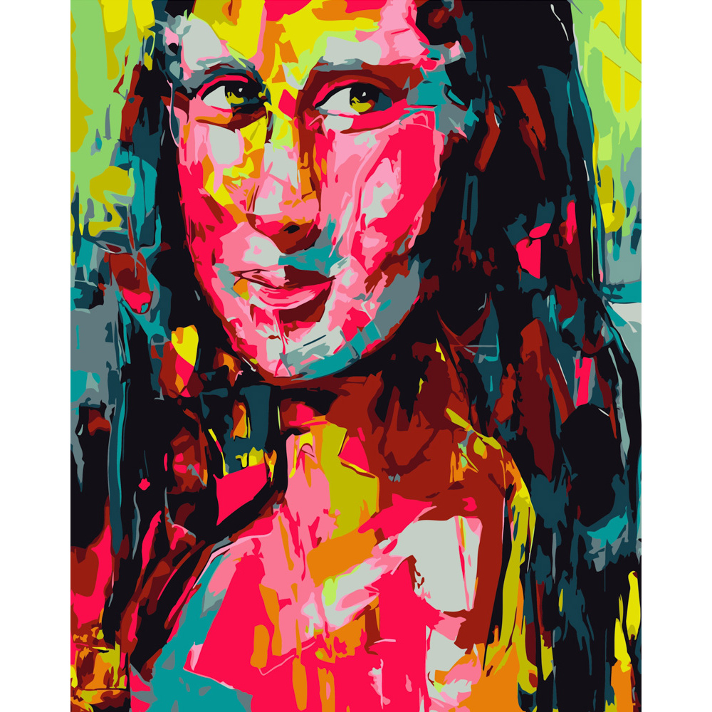 Картина за номерами Strateg ПРЕМІУМ Поп-арт Мона Ліза розміром 40х50 см (DY144)