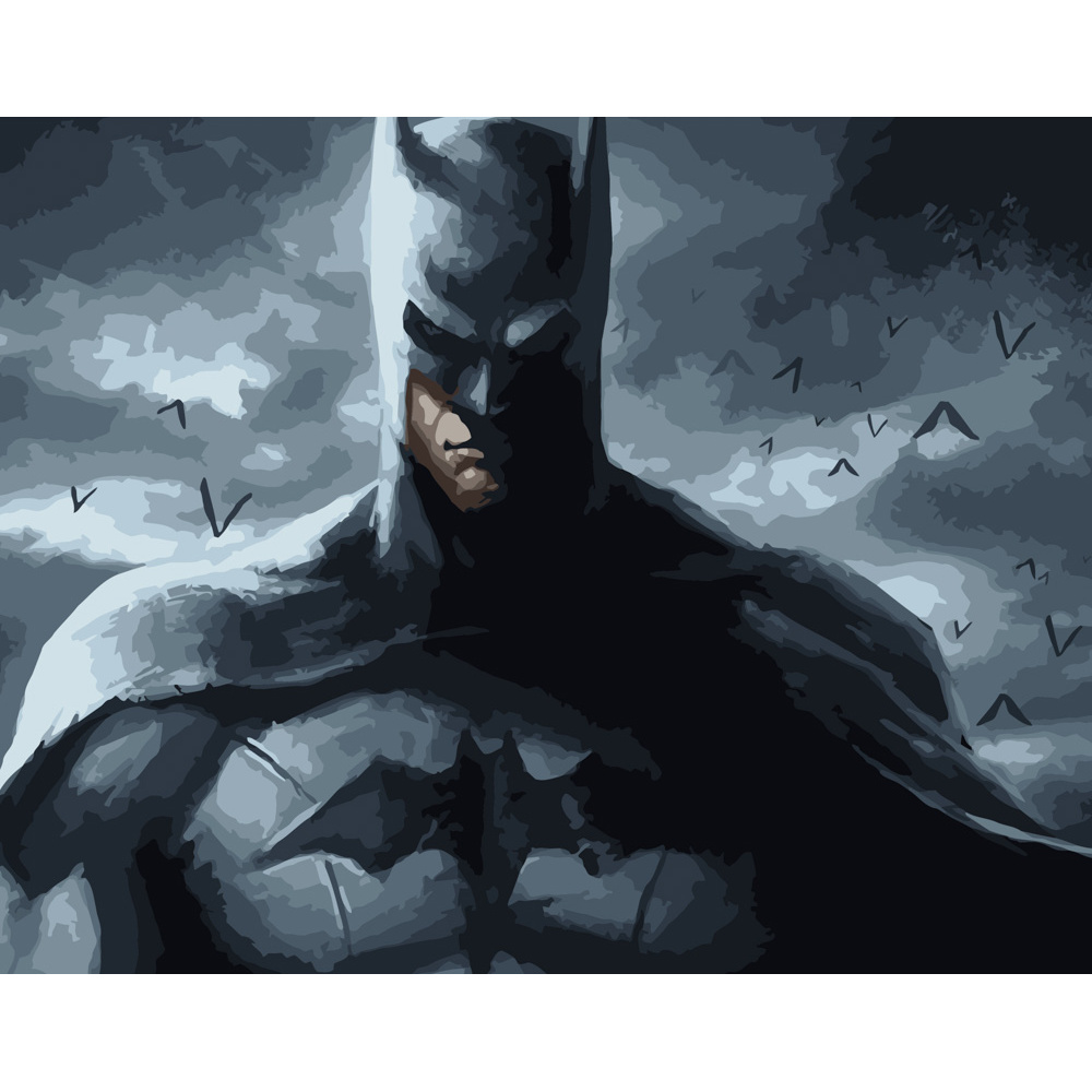 Картина за номерами Strateg ПРЕМІУМ Войовничий Бетмен розміром 40х50 см (DY162)