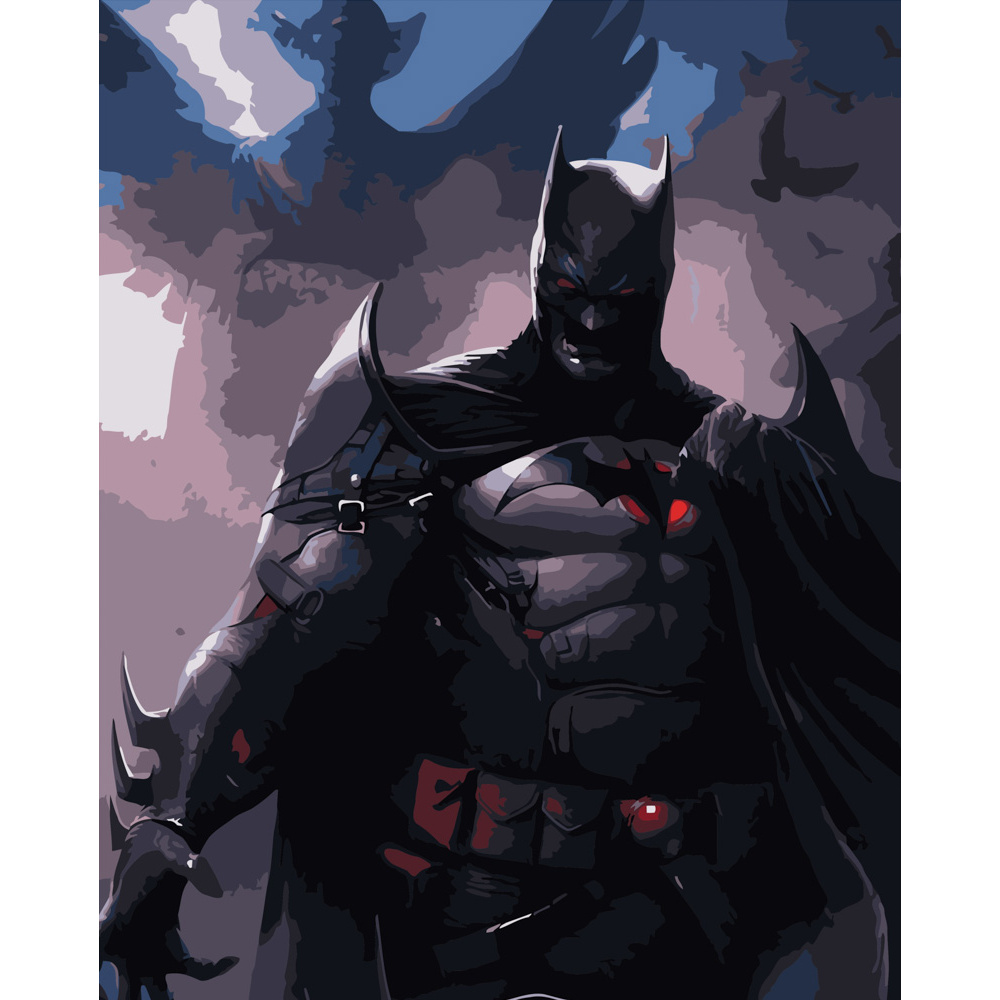 Malen nach Zahlen Strateg PREMIUM Silhouette von Batman Größe 40x50 cm (DY166)