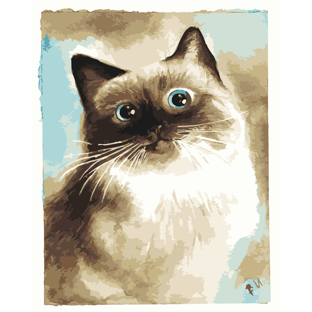 Картина за номерами Strateg ПРЕМІУМ Дивовижна кішка розміром 40х50 см (DY180)