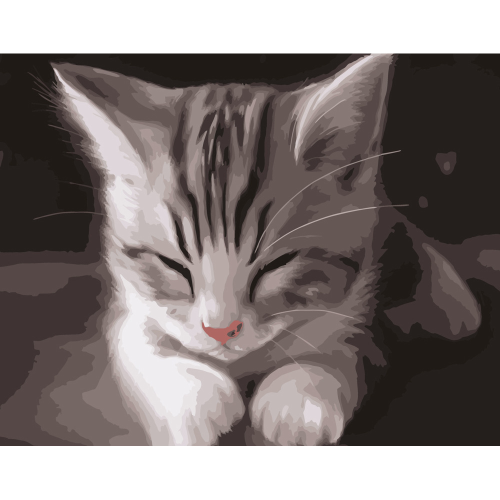 Картина за номерами Strateg ПРЕМІУМ Сонне кошеня розміром 40х50 см (DY191)