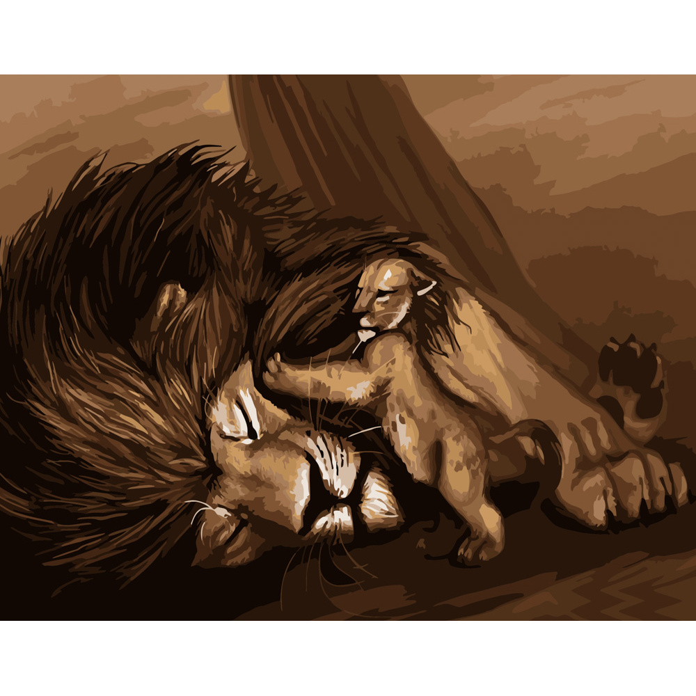 Картина по номерам Strateg ПРЕМИУМ Потеря льва размером 40х50 см (DY199)