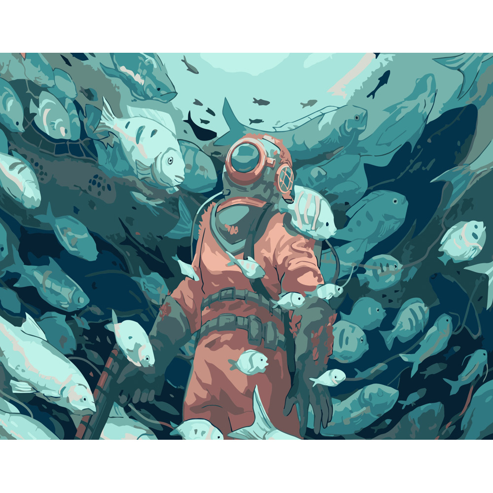 Картина за номерами Strateg ПРЕМІУМ Підводна прогулянка розміром 40х50 см (DY202)