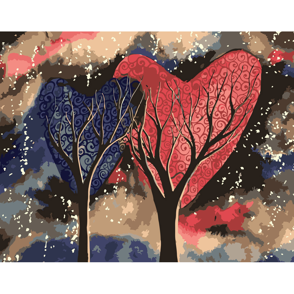 Paint by number Strateg PREMIUM Trees of love size 40x50 cm (DY219)