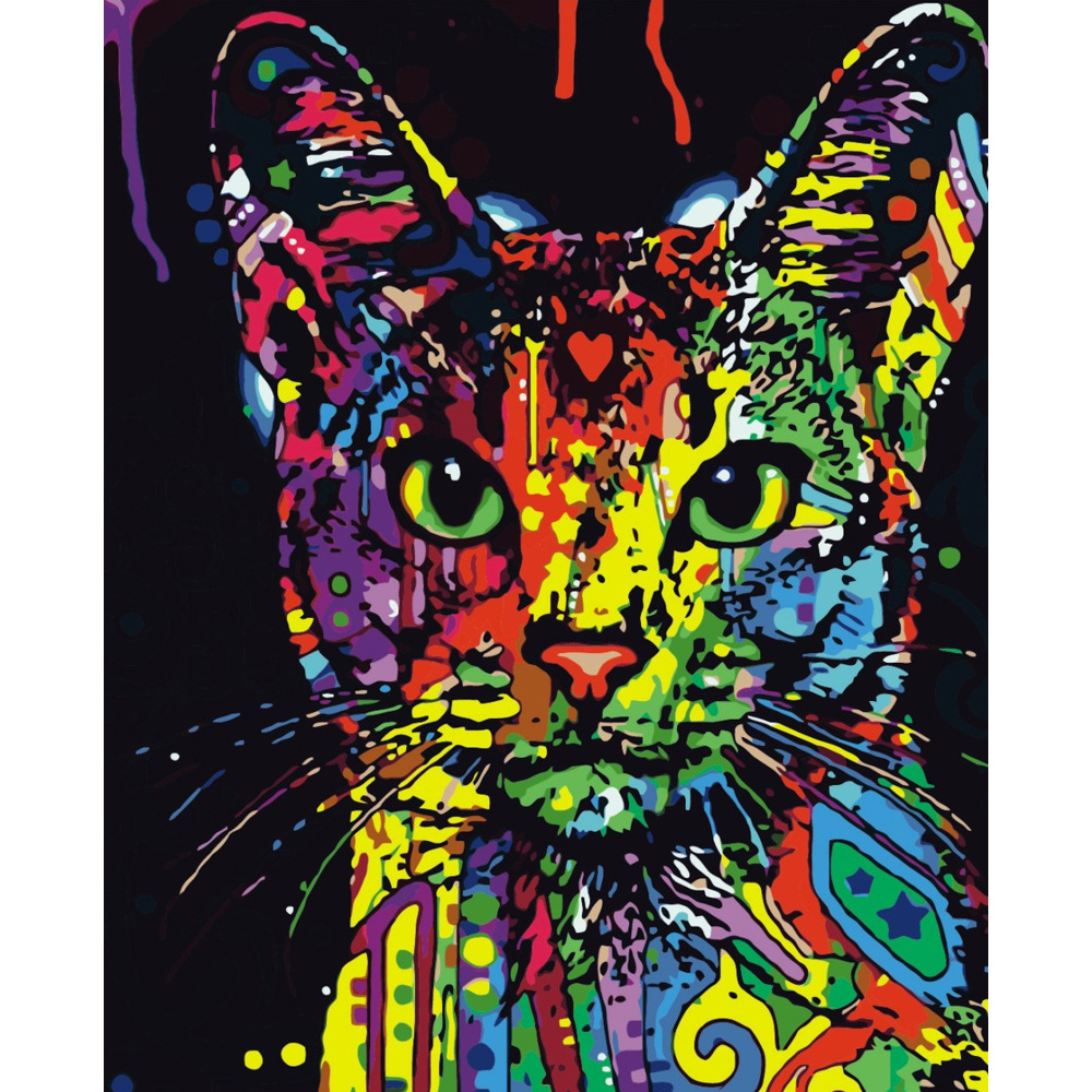 Картина по номерам Strateg ПРЕМИУМ Яркий кот размером 40х50 см (GS010)