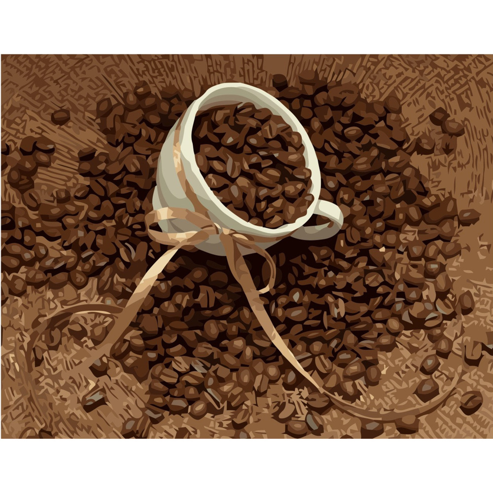 Картина по номерам Strateg ПРЕМИУМ Зернышки кофе размером 40х50 см (GS019)