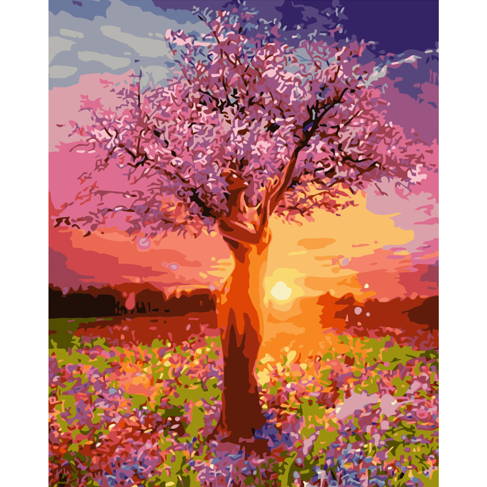 Картина за номерами Strateg ПРЕМІУМ Квітуча яблуня розміром 40х50 см (GS131)