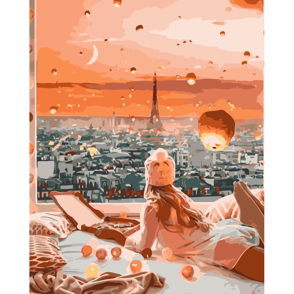 Картина за номерами Strateg ПРЕМІУМ Казковий Париж розміром 40х50 см (GS138)