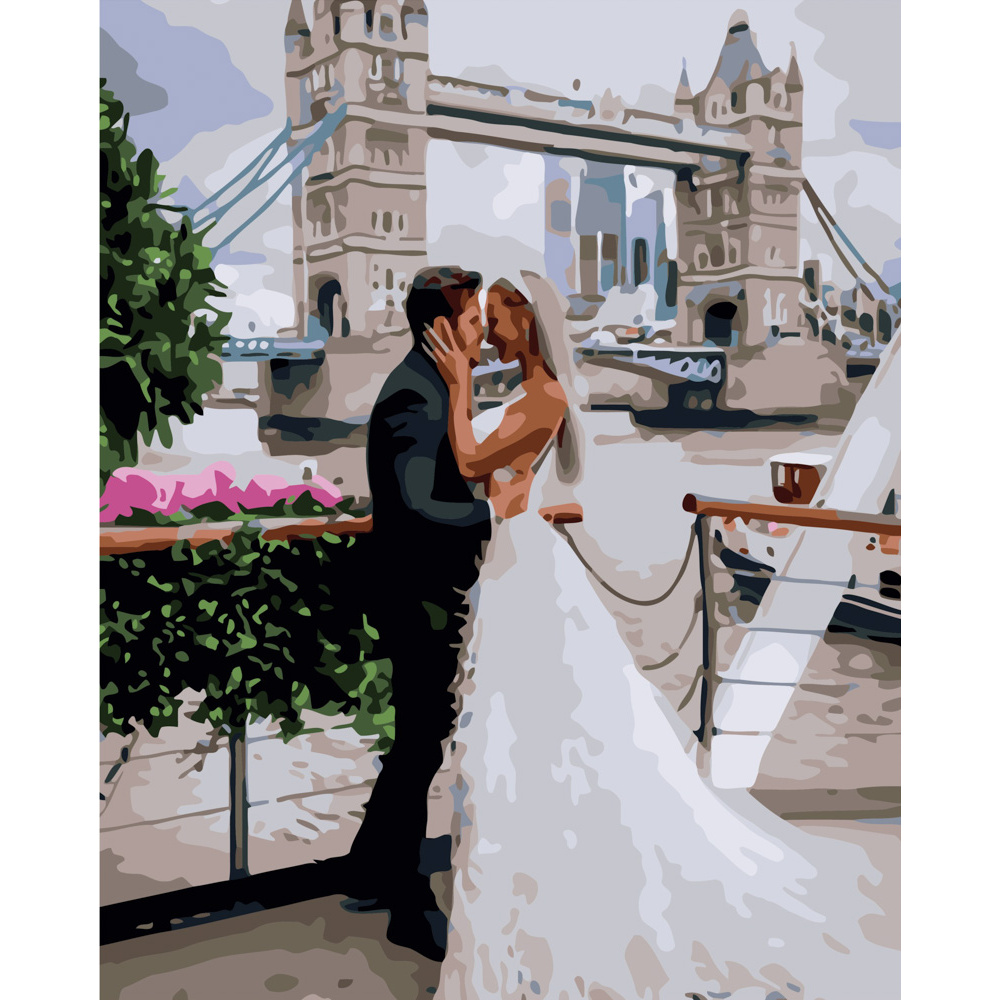 Картина за номерами Strateg ПРЕМІУМ Весілля у Лондоні розміром 40х50 см (GS139)