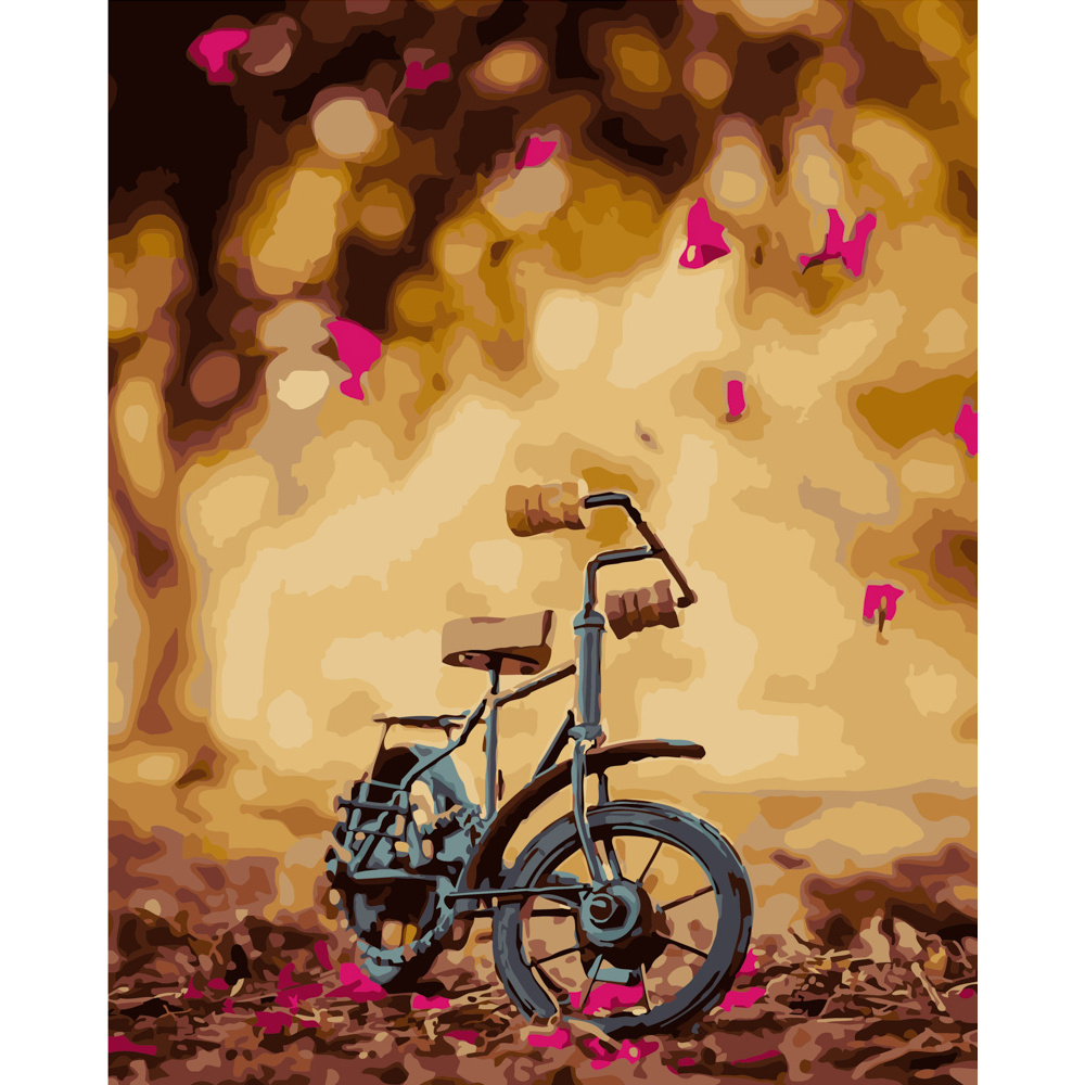 Paint by number Strateg PREMIUM Bicycle in autumn leaves size 40x50 cm (GS174)