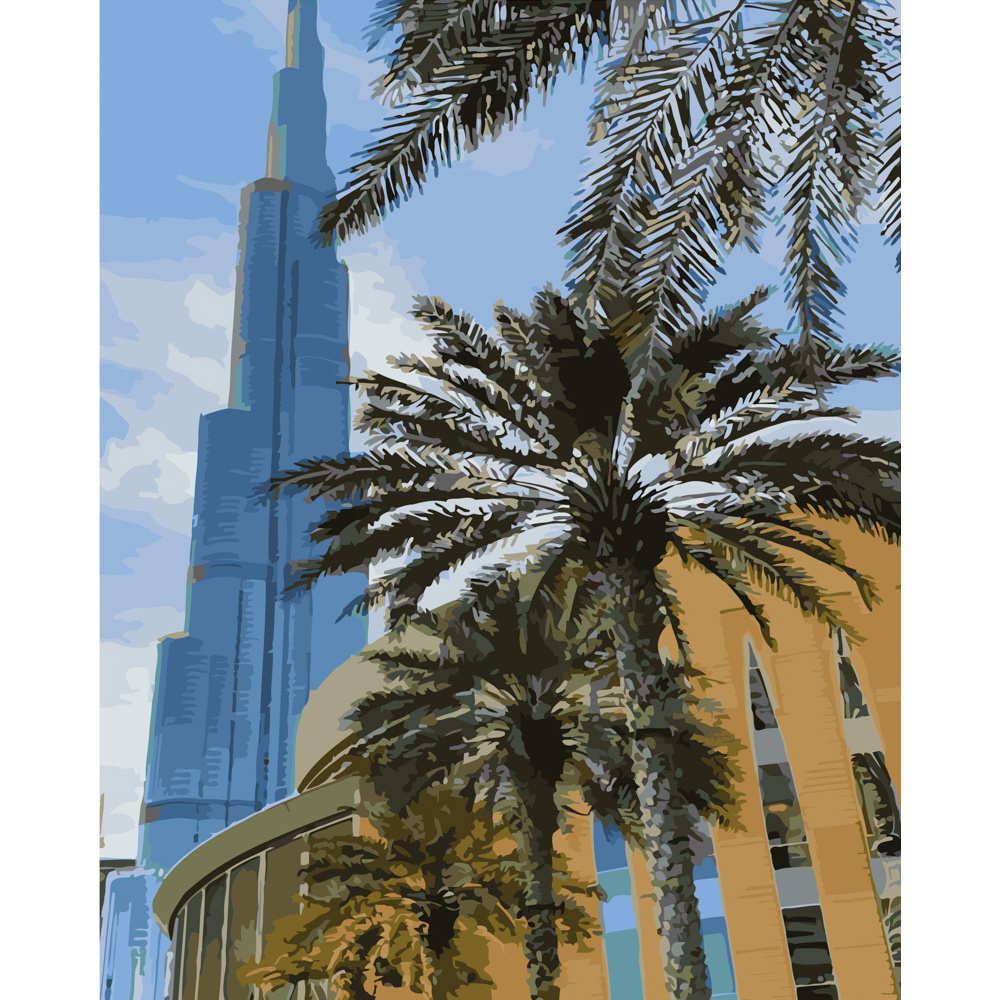 Paint by number Strateg PREMIUM Burj Khalifa Paint by number 40x50 cm (GS193)