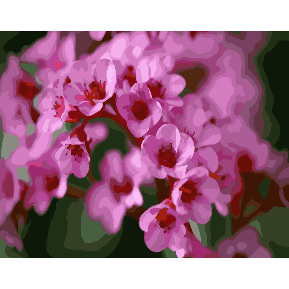 Картина за номерами Strateg ПРЕМІУМ Рожеві квіти сакури розміром 40х50 см (GS238)