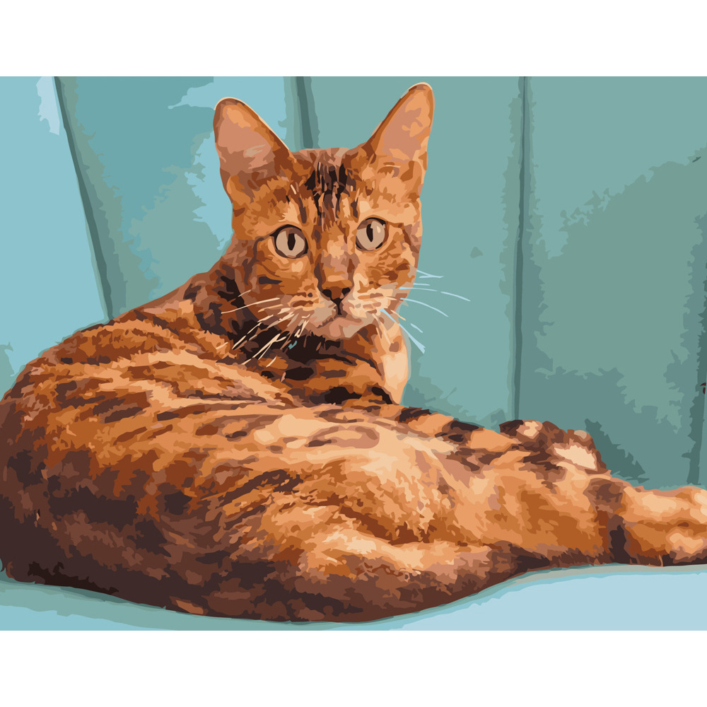 Картина за номерами Strateg ПРЕМІУМ Леопардова кішка розміром 40х50 см (GS252)