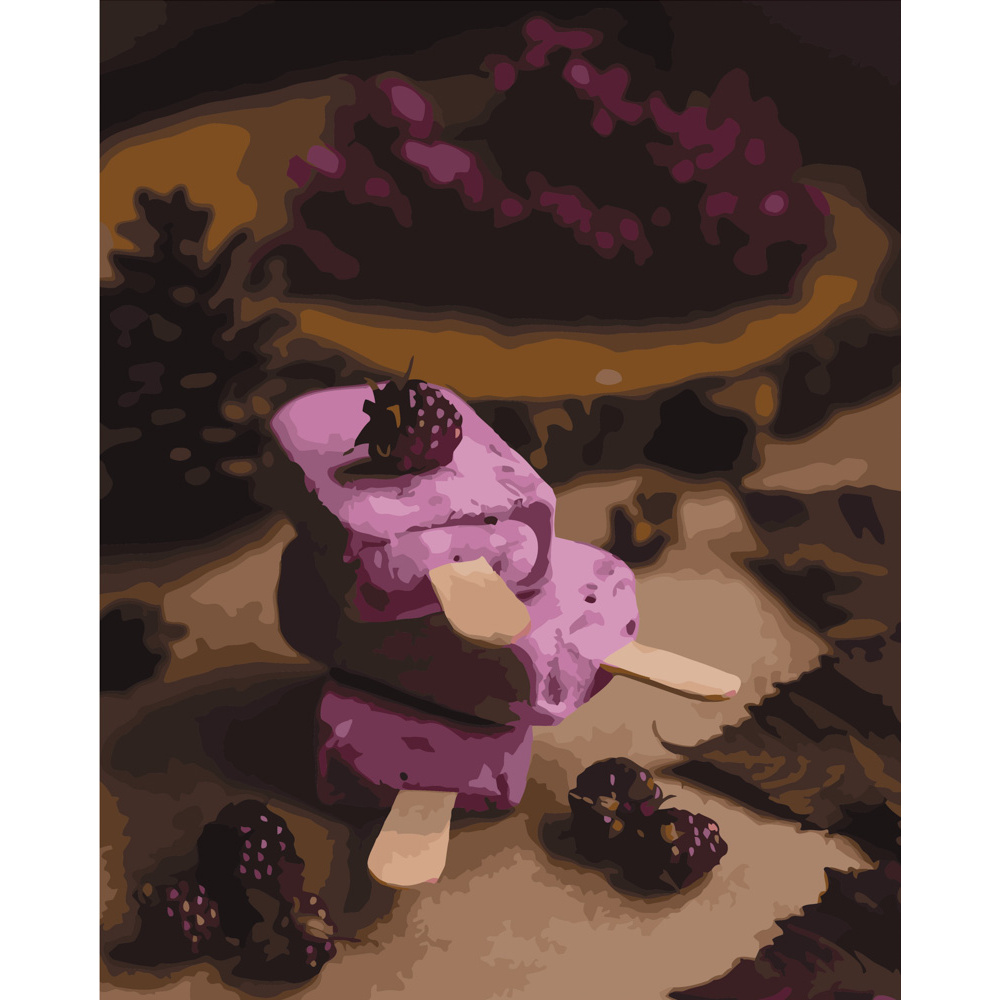 Картина по номерам Strateg ПРЕМИУМ Ежевиное мороженое размером 40х50 см (GS274)