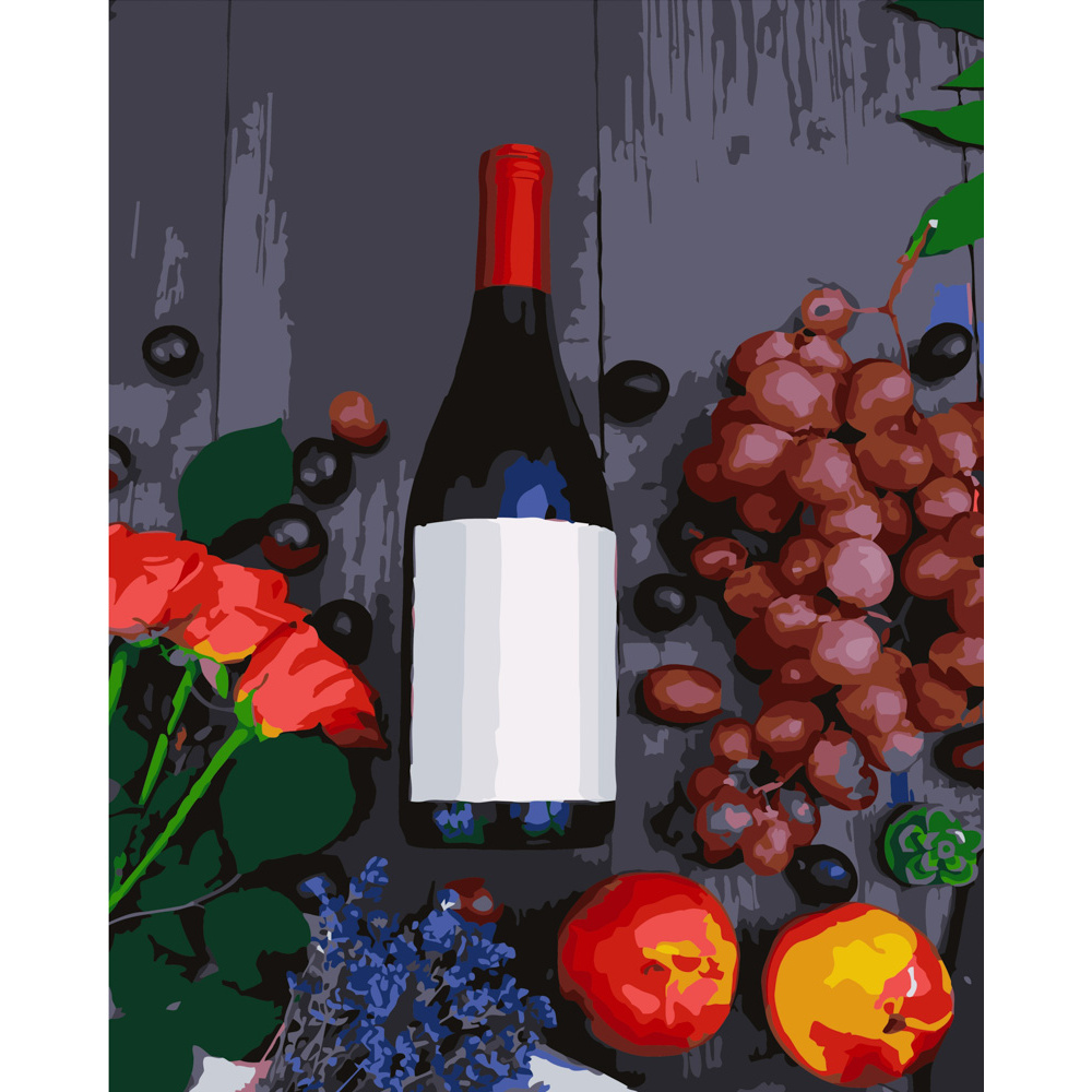 Картина за номерами Strateg ПРЕМІУМ Вино до вечері розміром 40х50 см (GS287)