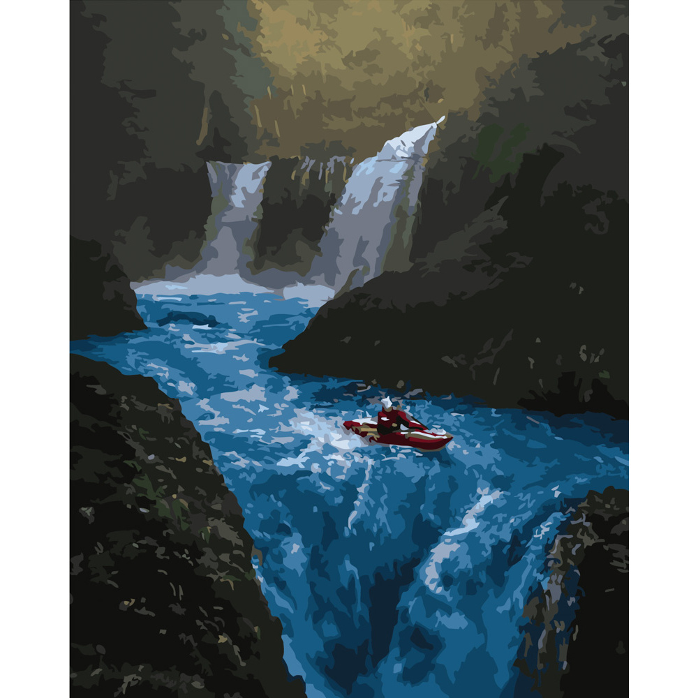 Картина за номерами Strateg ПРЕМІУМ Купання в гірській річці розміром 40х50 см (GS290)