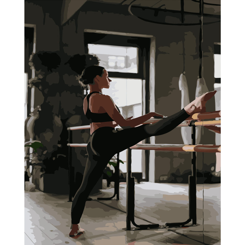 Картина за номерами Strateg ПРЕМІУМ Балерина на тренуванні розміром 40х50 см (GS292)