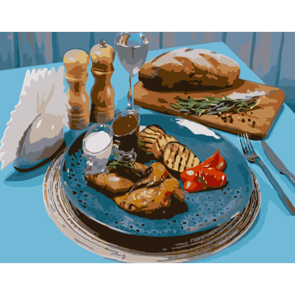 Paint by number Strateg PREMIUM Grilled lunch size 40x50 cm (GS296)