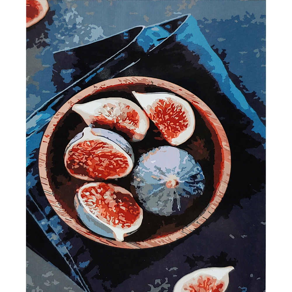 Paint by numbers Strateg PREMIUM A bowl of figs with varnish and level size 40х50 sm (SY6670)