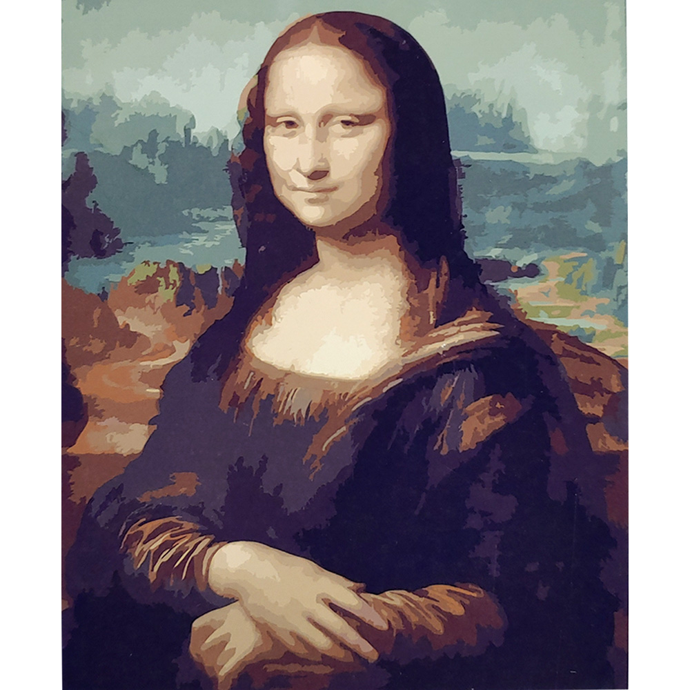 Картина за номерами Strateg ПРЕМІУМ Погляд Мона Лізи з лаком розміром 40х50 см (SY6704)