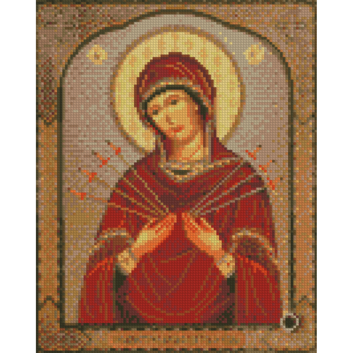 Алмазна мозаїка Strateg ПРЕМІУМ Семистрільна ікона Божої Матері розміром 30х40 см (HX468)