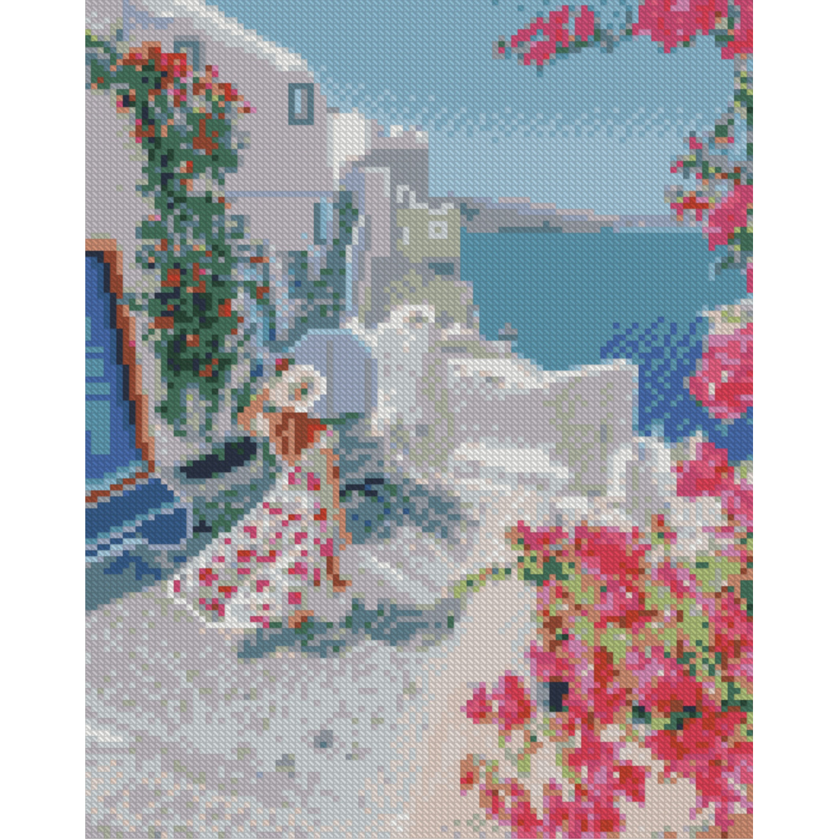 Алмазна мозаїка Strateg ПРЕМІУМ Дівчина на прогулянці розміром 30х40 см (HX513)