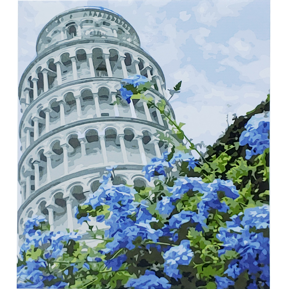Картина по номерам Strateg ПРЕМИУМ Пизанская башня с лаком размером 30х40 см (SS6600)