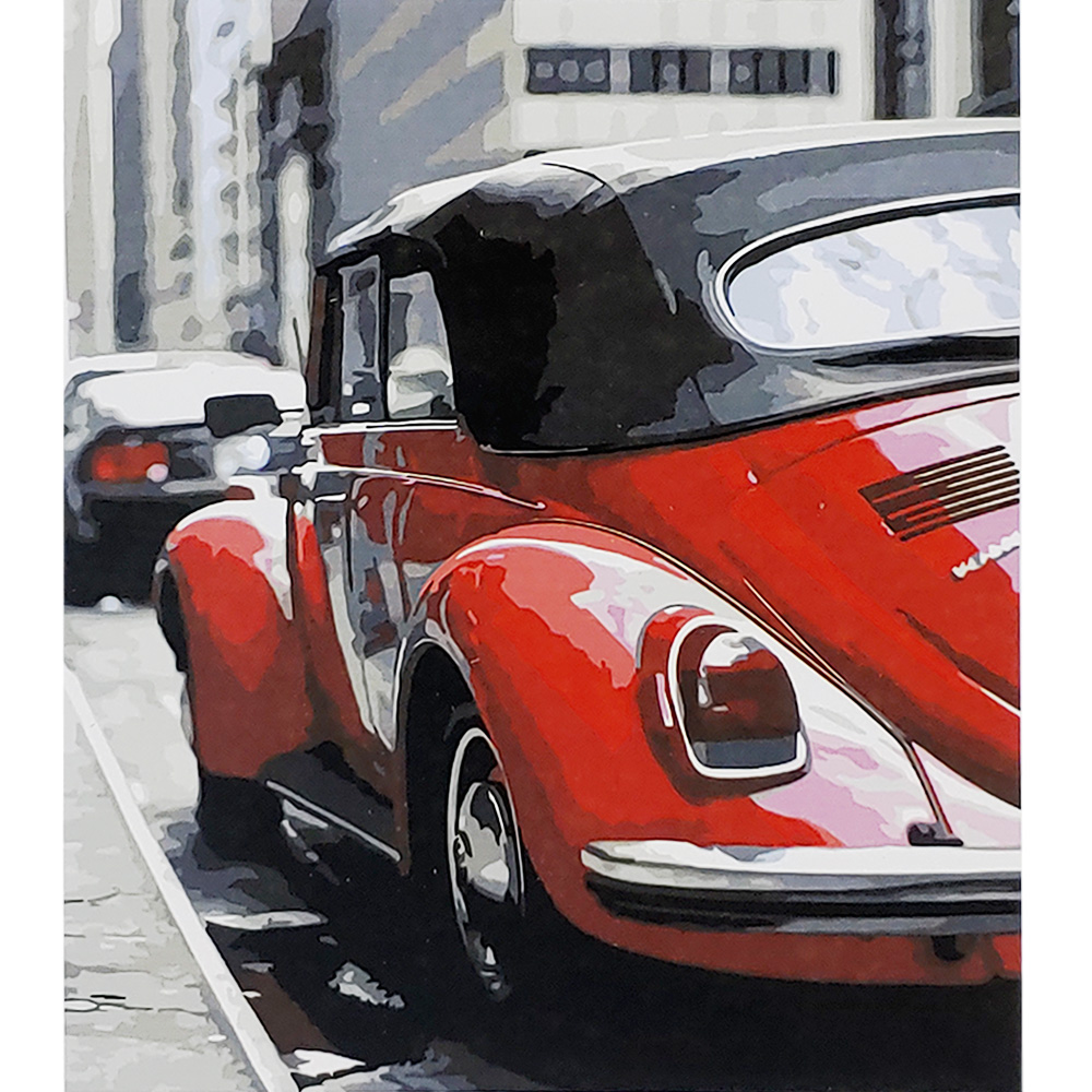 Картина за номерами Strateg ПРЕМІУМ Червоний ретро Volkswagen розміром 30х40 см (SS6624)