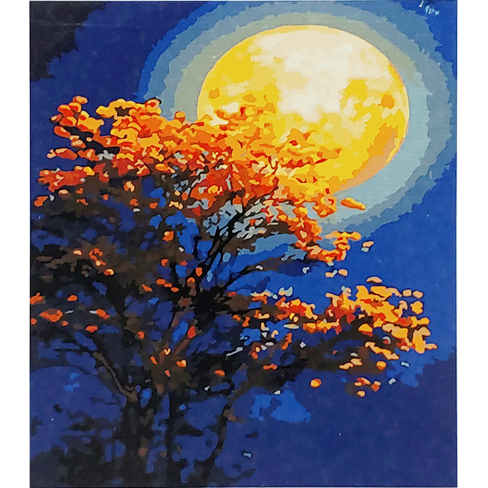 Paint by numbers Strateg PREMIUM red full moon size 30x40 cm (SS6625)