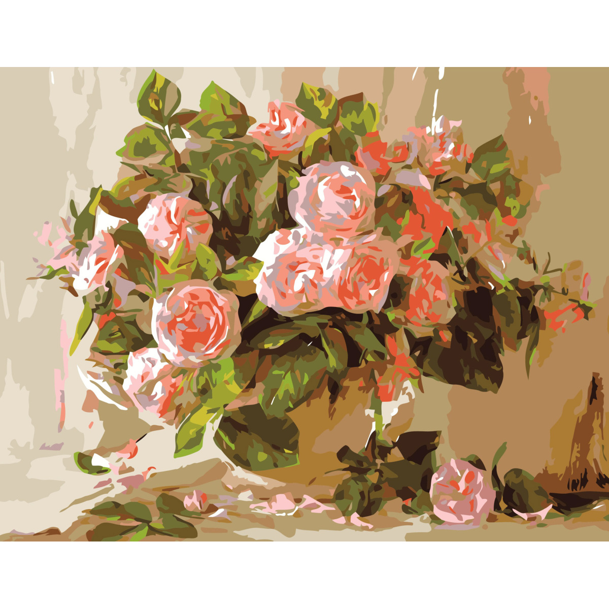 Картина за номерами Strateg ПРЕМІУМ Ніжність троянд розміром 40х50 см (GS116)
