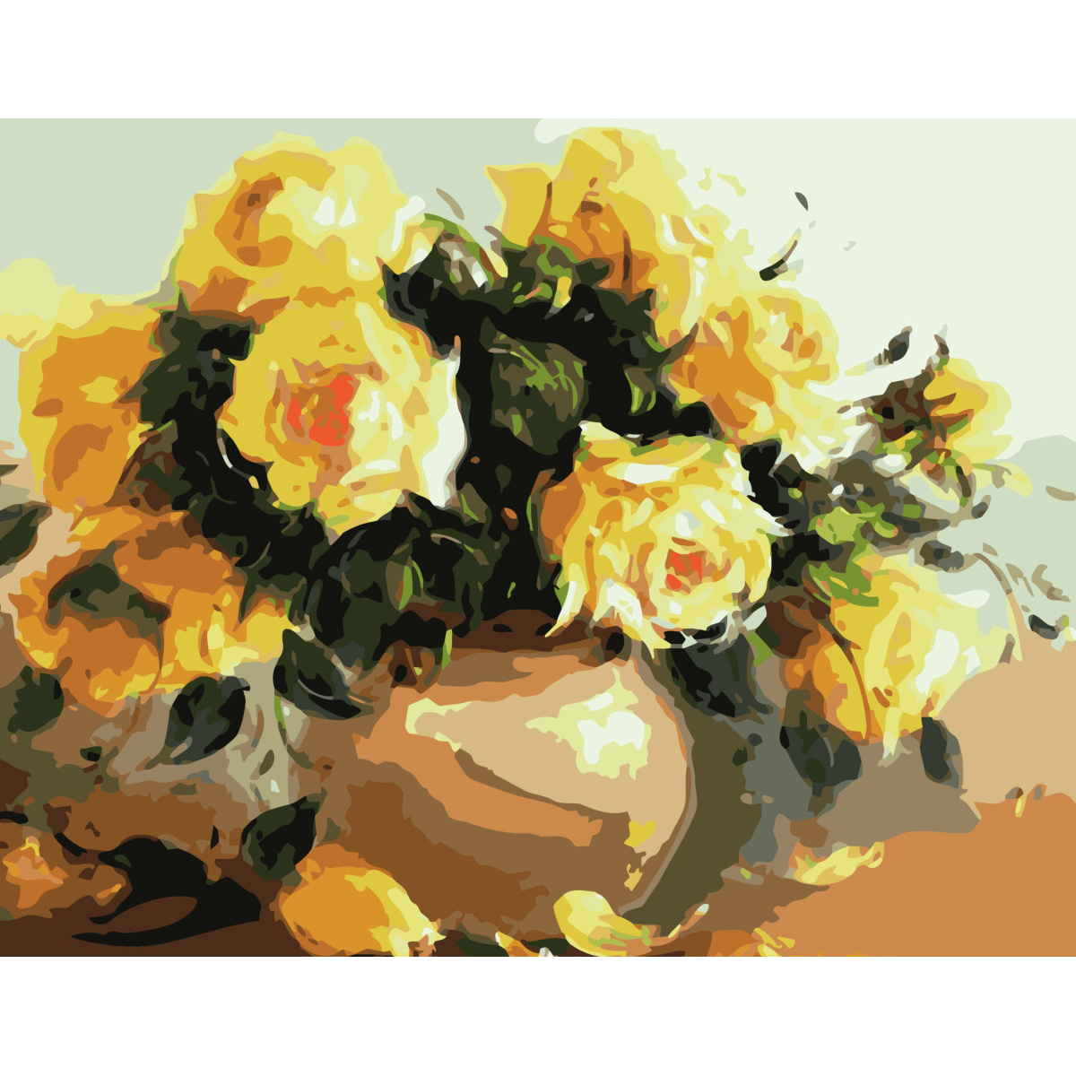 Картина за номерами Strateg ПРЕМІУМ Жовті троянди розміром 40х50 см (GS117)