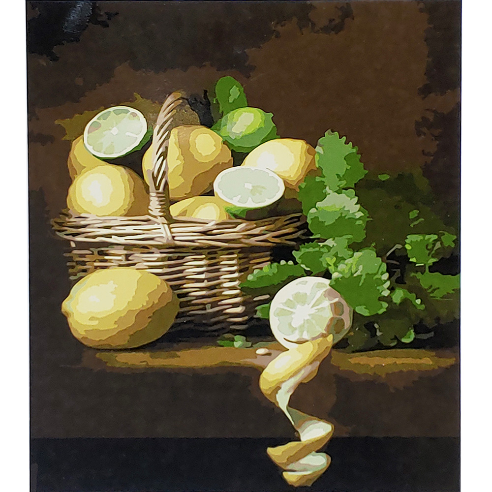 Картина по номерам Strateg ПРЕМИУМ Корзина лимонов с лаком размером 30х40 см (SS-6640)