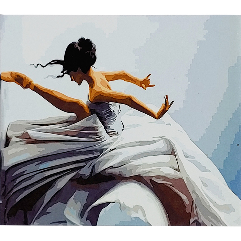 Картина за номерами Strateg ПРЕМІУМ Балерина у пишному платті з лаком розміром 30х40 см (SS-6506)