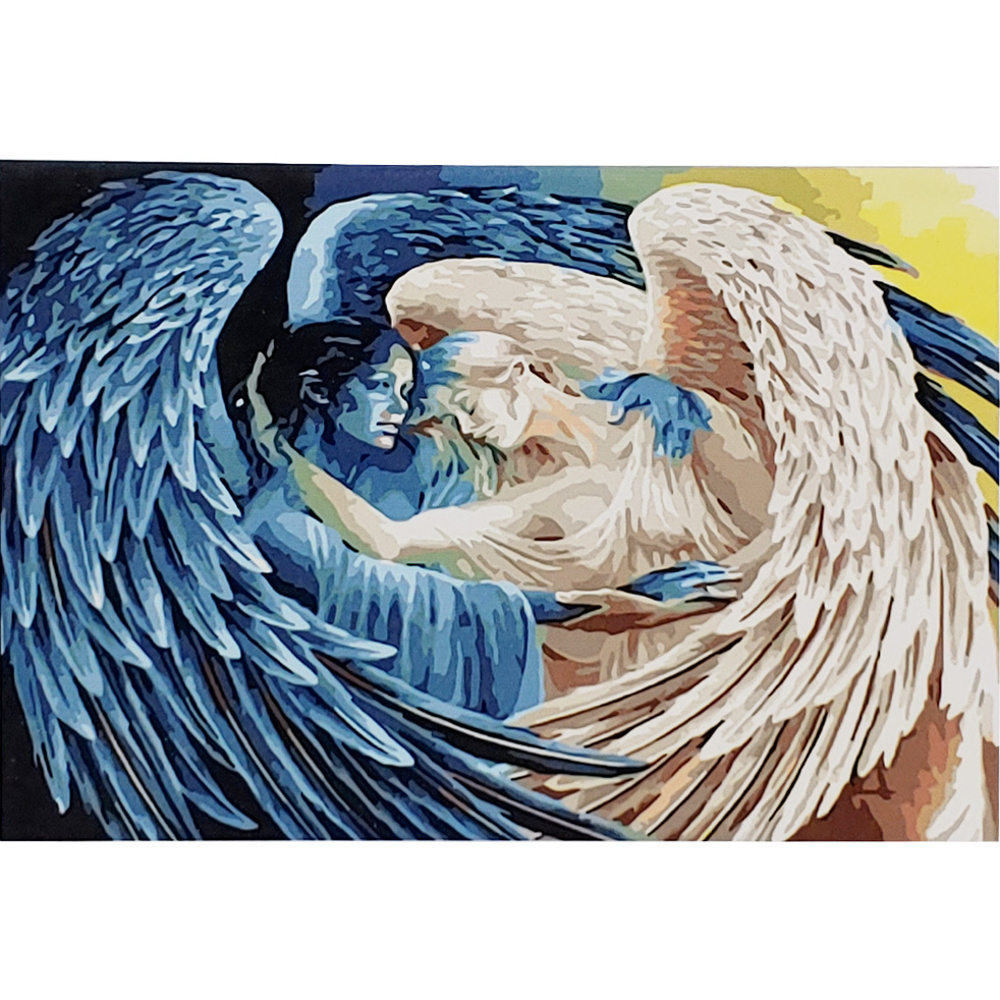 Картина за номерами Strateg ПРЕМІУМ Поєднання ангелів з лаком розміром 30х40 см (SS-6509)