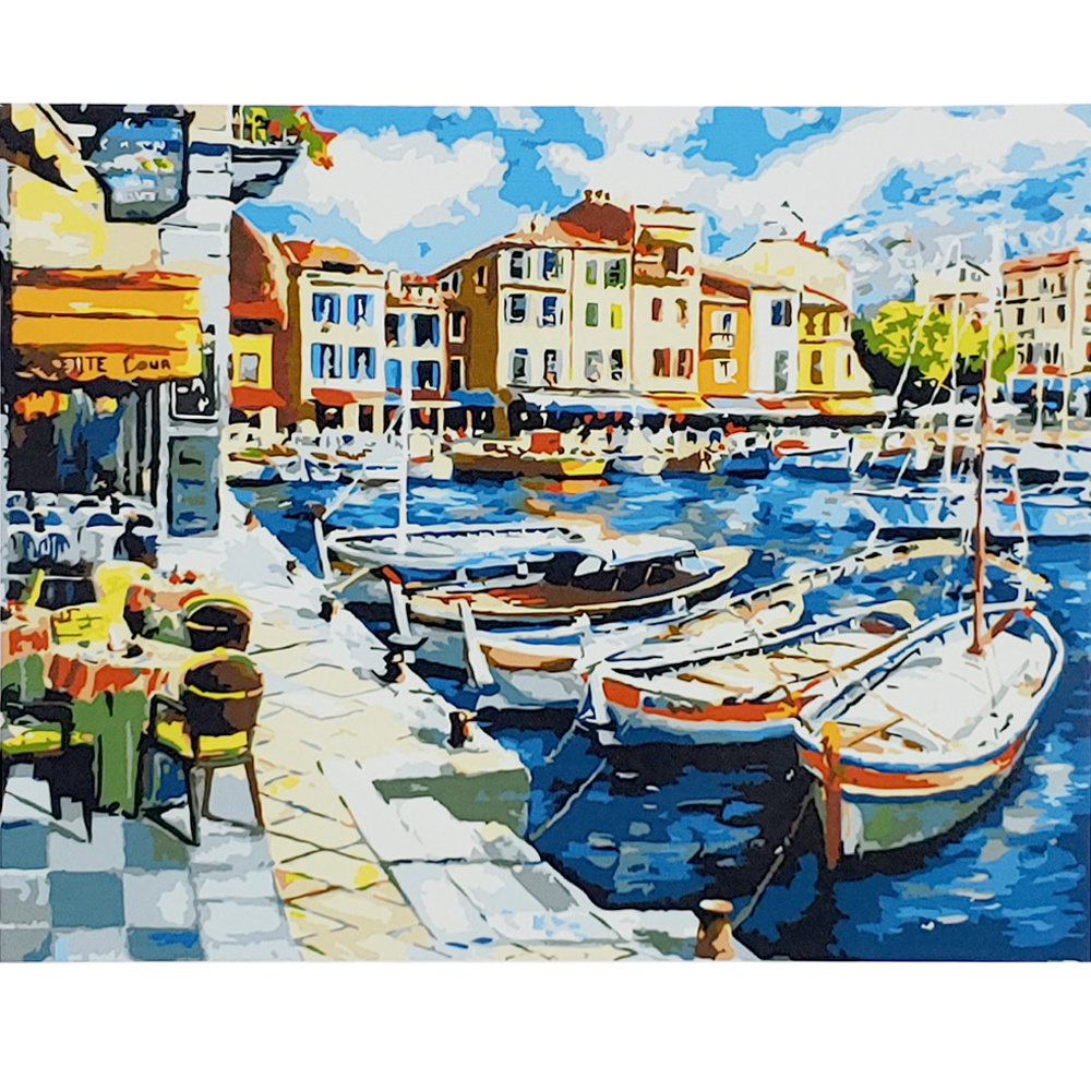 Paint by numbers Strateg PREMIUM Lunch by the lake size 40x50 cm (GS037)