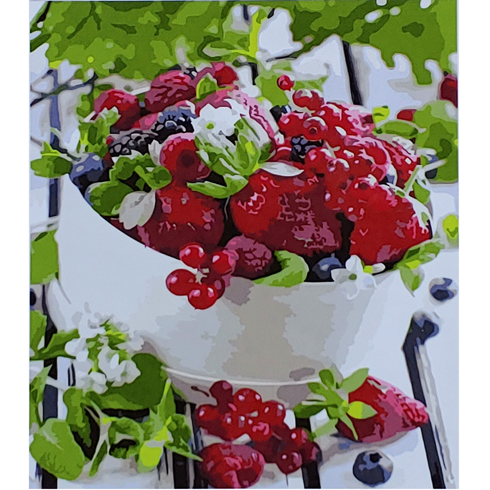 Paint by numbers Strateg PREMIUM berry breakfast size 30x40 cm (SS6487)