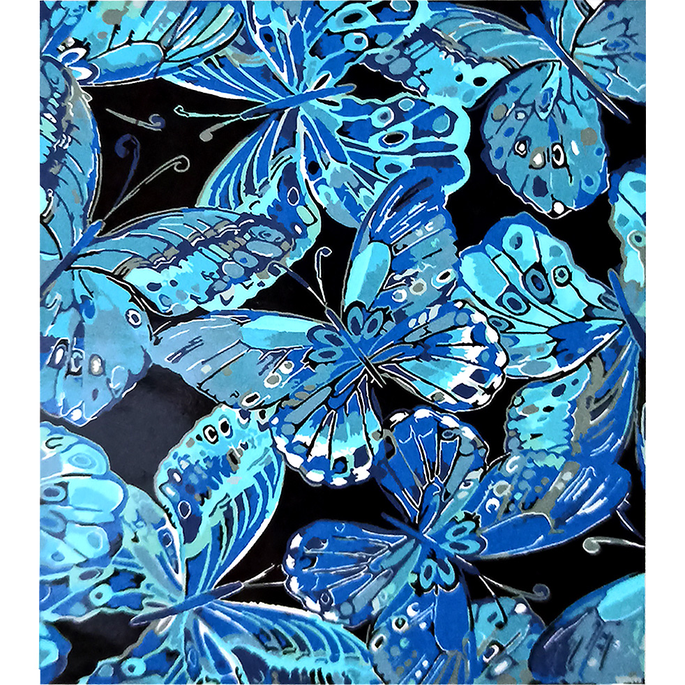 Картина по номерам Strateg ПРЕМИУМ Синие бабочки с лаком размером 30х40 см (SS-6476)