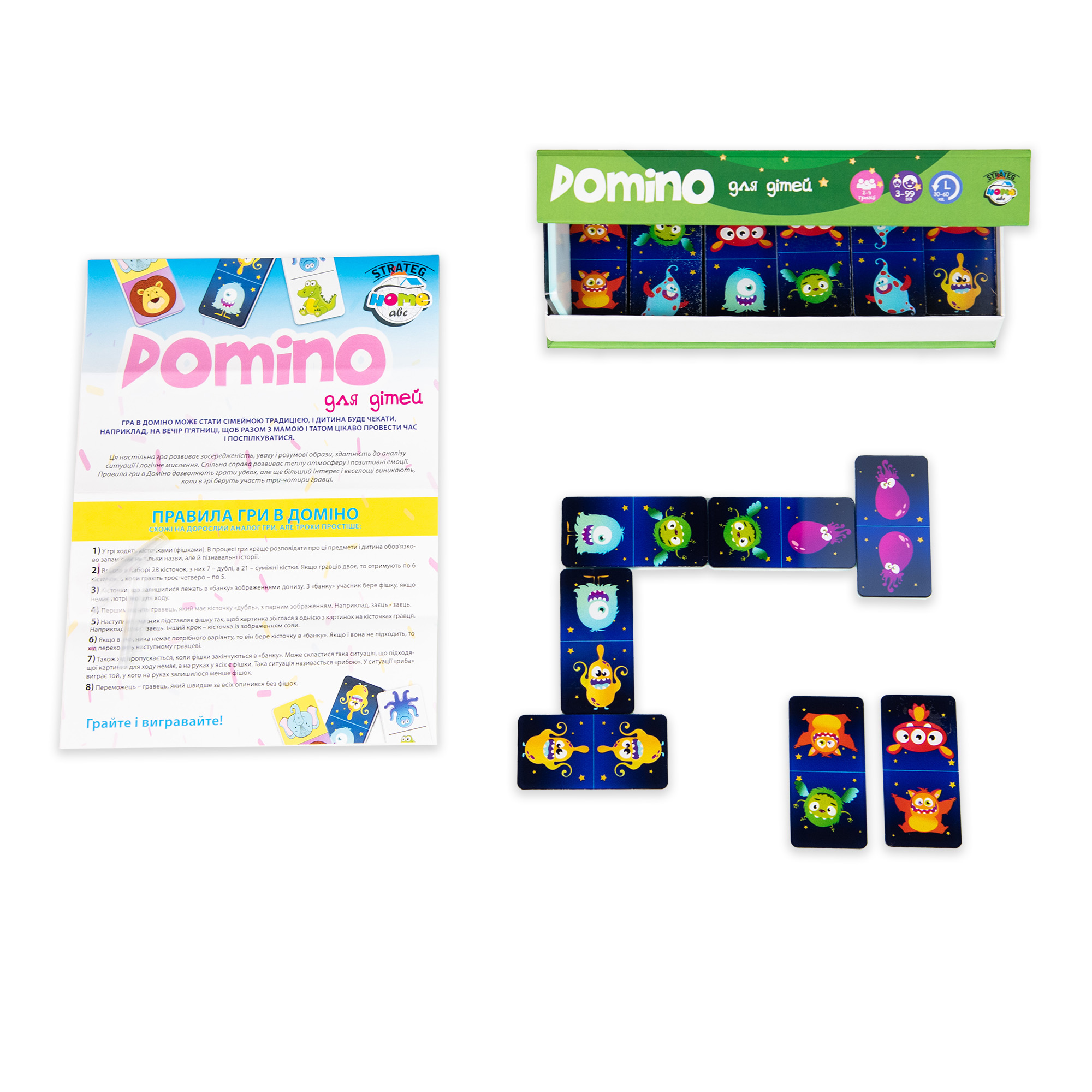 Настольная игра Strateg Domino Limited edition монстрики на украинском языке (30736)