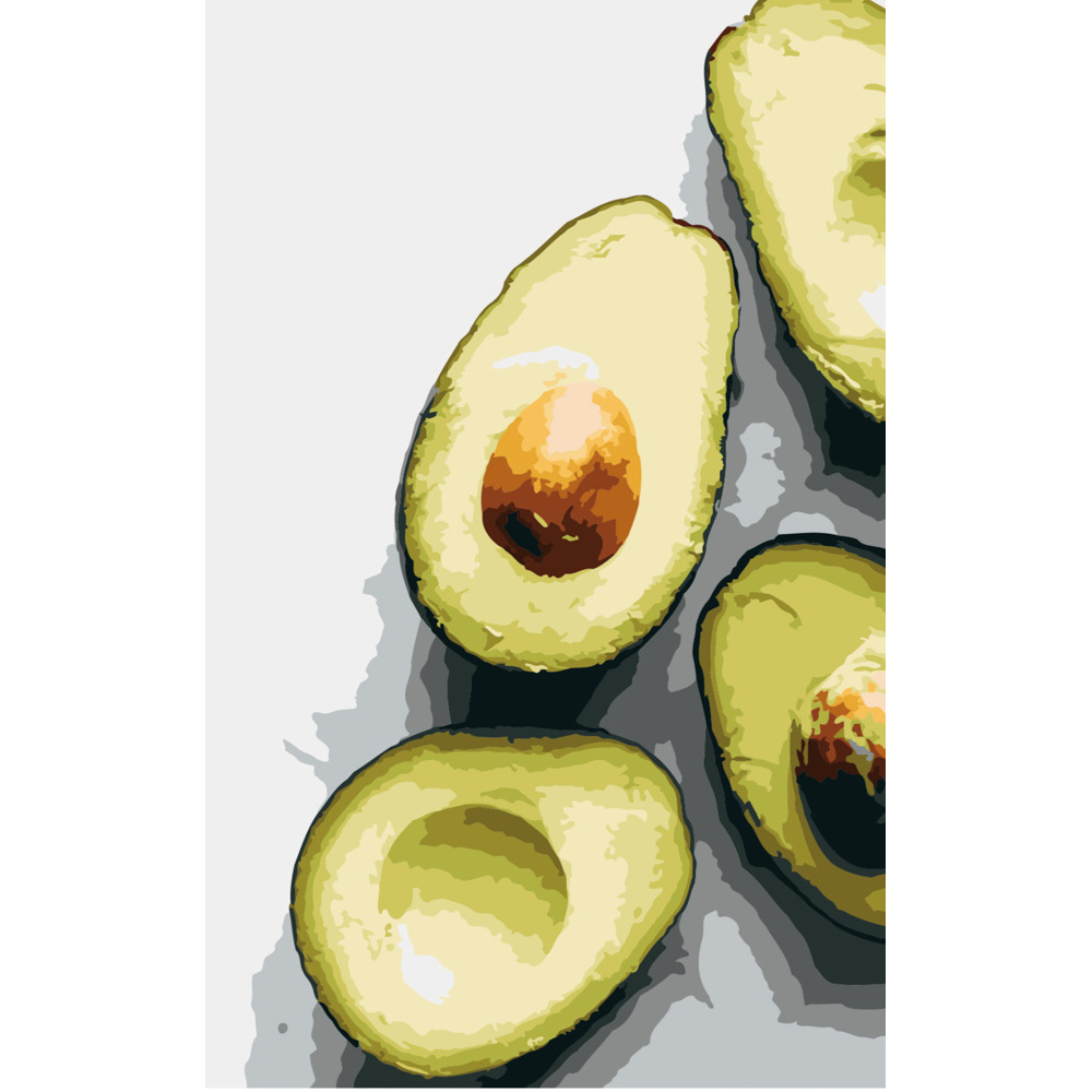 Malen nach Zahlen Strateg PREMIUM Avocadohälften Größe 50x25 cm (WW009)