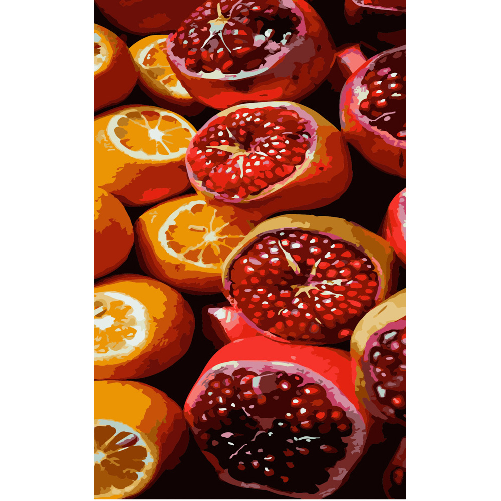 Paint by number Strateg PREMIUM Juicy pomegranate and orange size 50x25 cm (WW015)