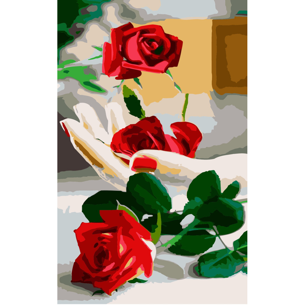 Paint by number Strateg PREMIUM Rose on hand size 50x25 cm (WW018)