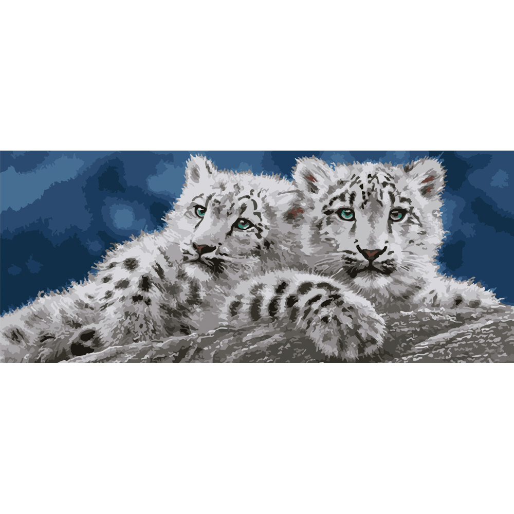 Картина за номерами Strateg ПРЕМІУМ Сім'я леопардів розміром 50х25 см (WW027)