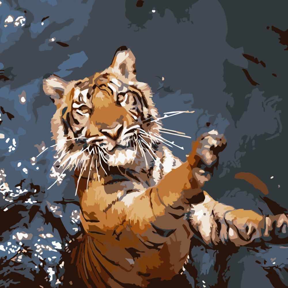 Paint by numbers Strateg PREMIUM Tiger hunter size 40x40 cm (SK004)