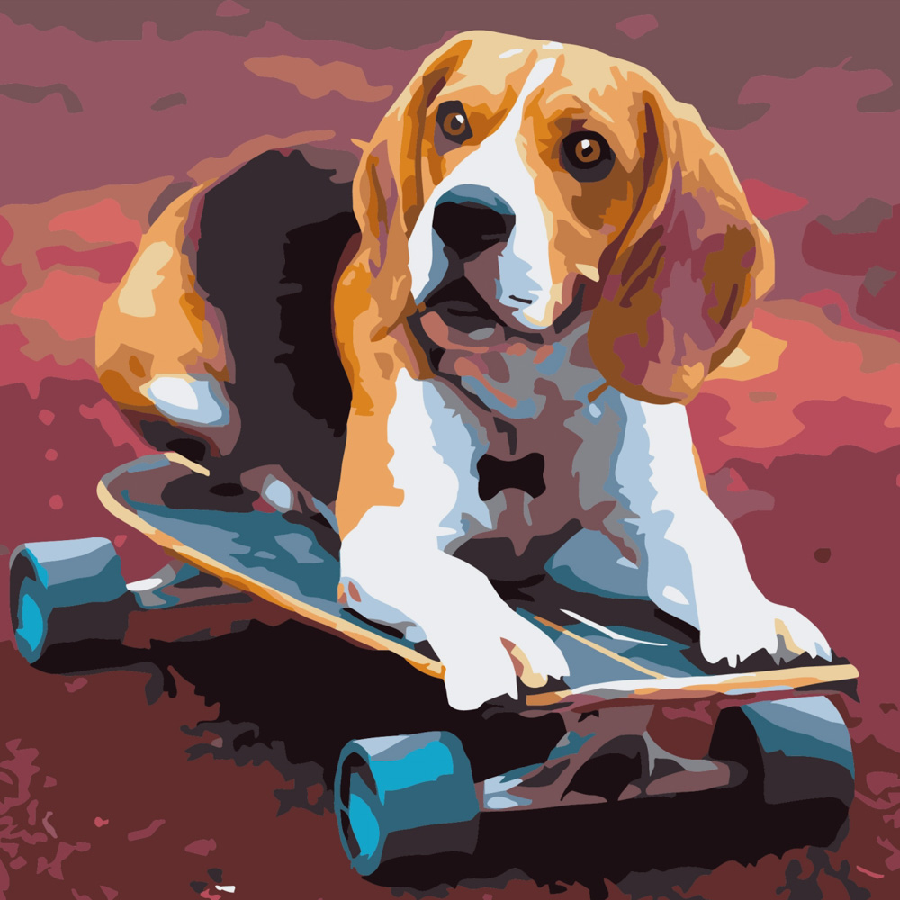 Песик на скейтборді 