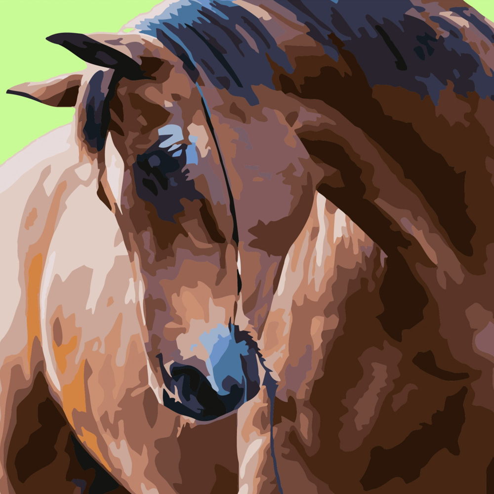 Картина за номерами Strateg ПРЕМІУМ Гордий кінь розміром 40х40 см (SK026)
