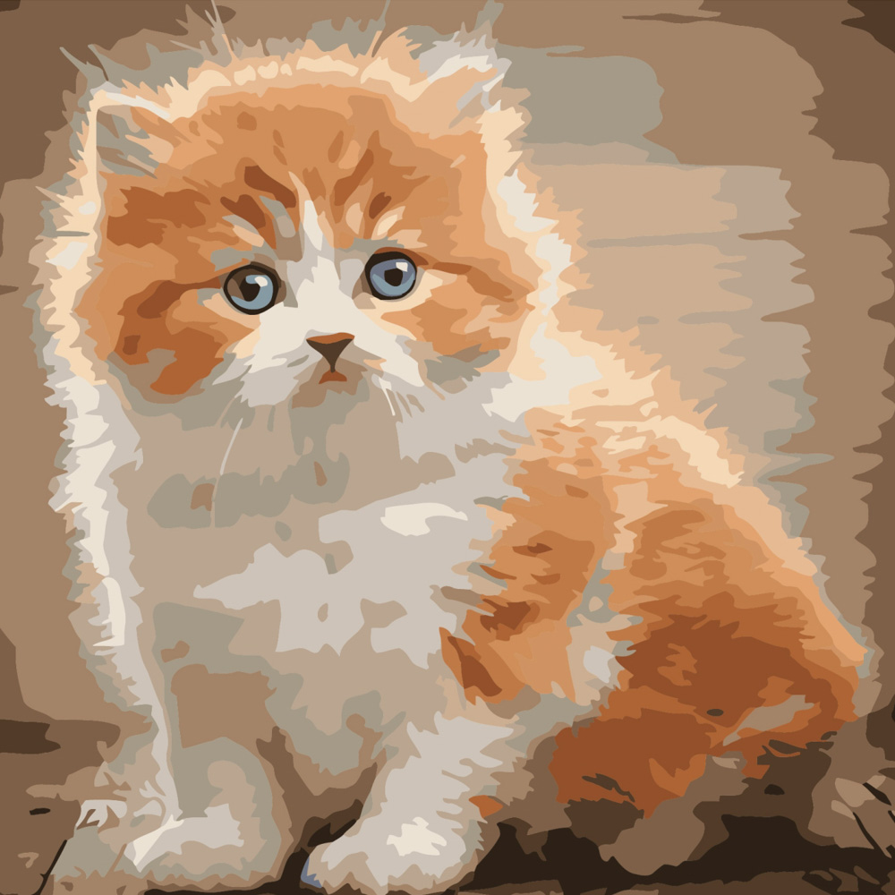 Картина по номерам Strateg ПРЕМИУМ Испуганный котенок размером 40х40 см (SK043)